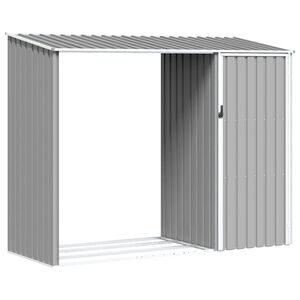 vidaXL Brandhoutschuur 245x98x159 cm gegalvaniseerd staal grijs