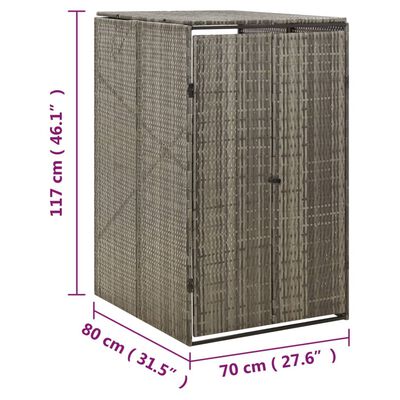 vidaXL Containerberging enkel 70x80x117 cm poly rattan grijs