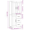 vidaXL Hoge kast 69,5x34x180 cm bewerkt hout gerookt eikenkleurig