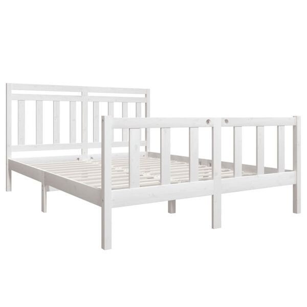 vidaXL Bedframe massief hout wit 150x200 cm