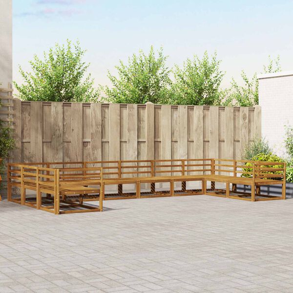 vidaXL Buiten bankenset 10 pcs Naturel Massief Acaciahout