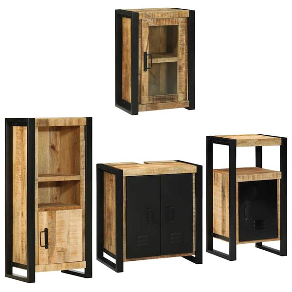 vidaXL Badkamermeubelset met plank 4 pcs Bruin Massief Mango Hout
