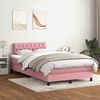 vidaXL Boxspring met matras en LED fluweel roze 120x220 cm