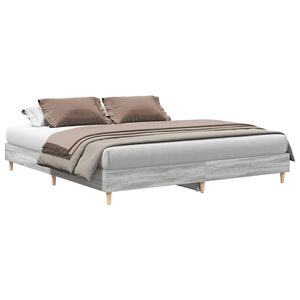 vidaXL Bedframe zonder matras 200x200 cm spaanplaat grijs sonoma