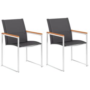 vidaXL Tuinstoelen 2 st textileen en roestvrij staal grijs