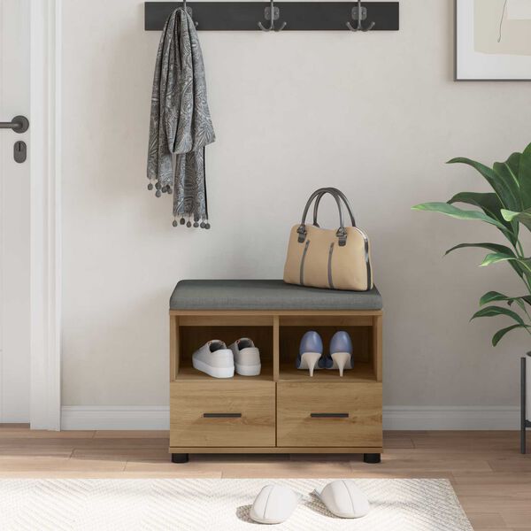 vidaXL Halbank met kussen met lade Artisan Eiken 60 x 38 x 46 cm