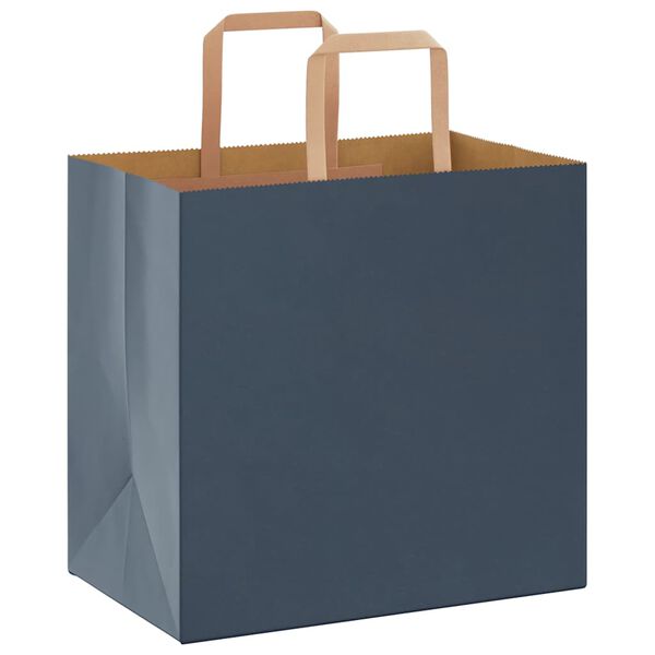vidaXL Papieren zakken 50 st met hengsels 26x17x25 cm blauw