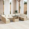 vidaXL Tuin Sofa Set met kussen met opslag 11 pcs Beige poly rattan