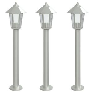 vidaXL Vloerlamp voor buiten 3 st 80 cm roestvrijstaal zilverkleurig
