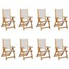 vidaXL Opklapbare stoelen, 8 stuks, van massief acaciahout en textilene.