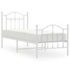 vidaXL Bedframe met hoofd- en voeteneinde metaal wit 75x190 cm