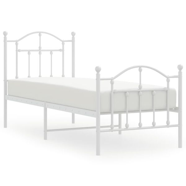 vidaXL Bedframe met hoofd- en voeteneinde metaal wit 75x190 cm