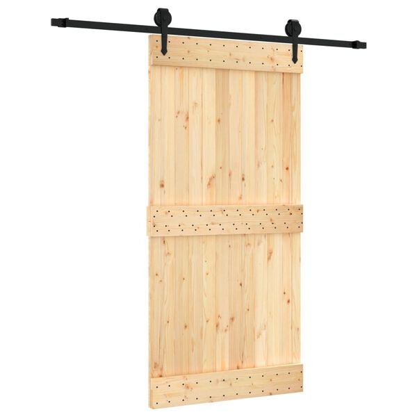vidaXL Schuifdeur met beslag 100x210 cm massief grenenhout