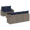 vidaXL Bankstel met kussen 6 pcs Grijs en Marineblauw poly rattan