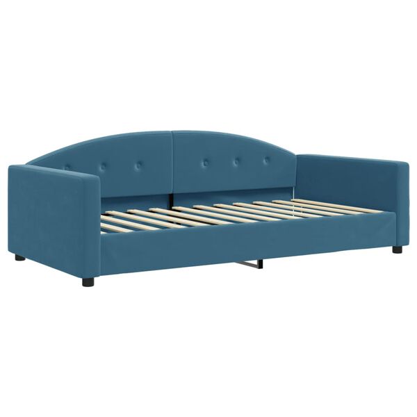 vidaXL Slaapbank met onderschuifbed en lades 100x200 cm fluweel blauw
