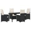 vidaXL Tuin eettafelset 5 pcs Zwart poly rattan