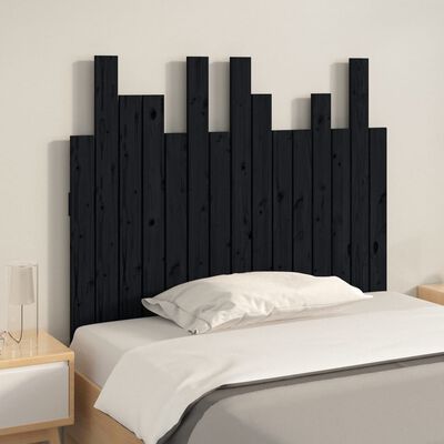 vidaXL Hoofdbord wandmontage 95,5x3x80 cm massief grenenhout zwart