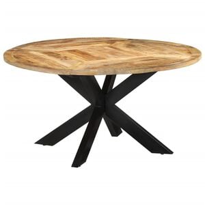 vidaXL Eettafel &Oslash;150x76 cm massief ruw mangohout