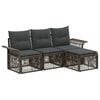 vidaXL Tuinbankenset 4 st 4-zits Grijs poly rattan