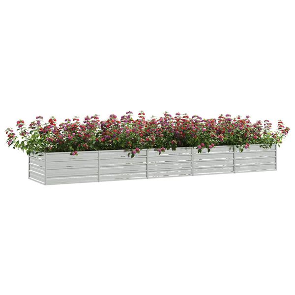 vidaXL Plantenbak verhoogd 400x80x45 cm gegalvaniseerd staal zilver