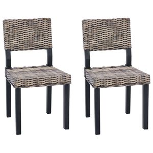 vidaXL Eetkamerstoel 2 pcs Zwart gewassen 46 x 55 x 84 cm Kubu Rattan