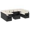 vidaXL 10-delige Loungeset met kussens poly rattan zwart