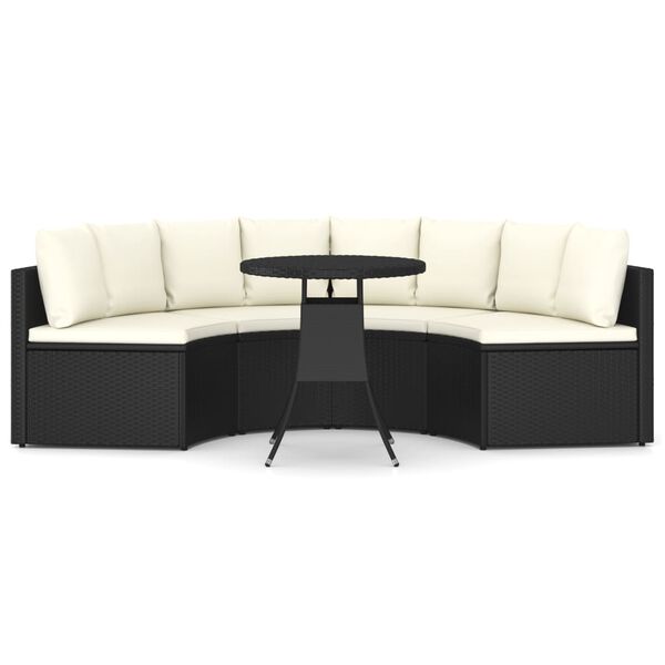 vidaXL 5-delige Loungeset met kussens poly rattan zwart
