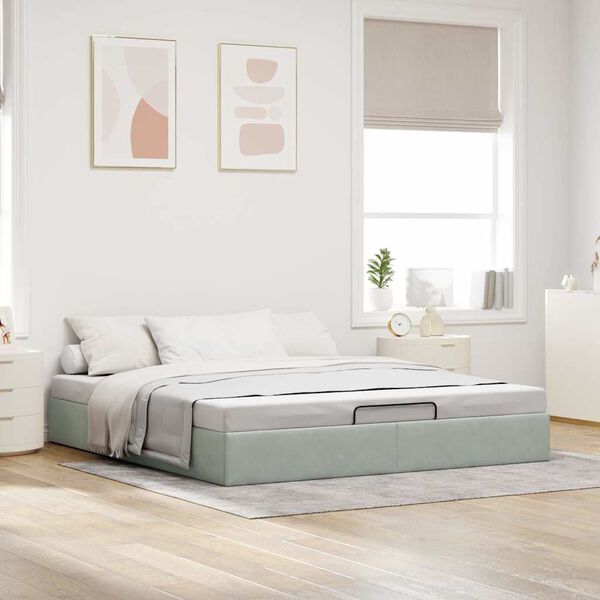 vidaXL Ottoman bedframe zonder matras 180x200 cm fluweel lichtgrijs