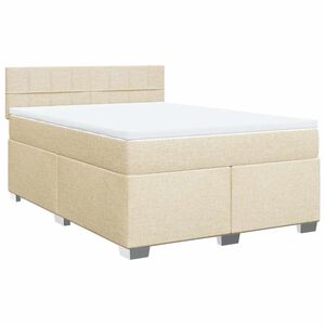 vidaXL Boxspring met matras stof cr&egrave;mekleurig 140x190 cm