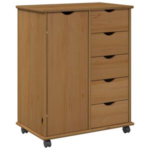 vidaXL Rolling Kast 63,5 x 39 x 79 cm Massief Vurenhout Honingbruin