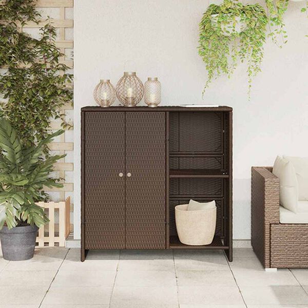 vidaXL Opbergkast met opslag Bruin 100 x 36 x 102 cm Rattan