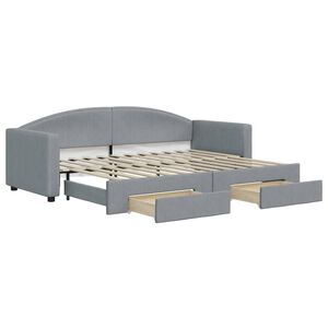 vidaXL Slaapbank met onderschuifbed en lades 80x200 cm stof lichtgrijs