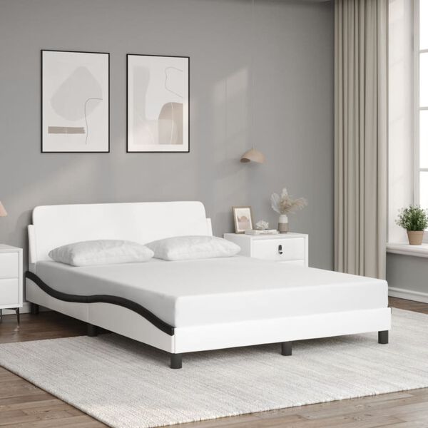vidaXL Bedframe "Dover" kunstleer zwart en wit 140x200 cm