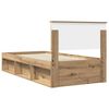 vidaXL Bedframe Ambachtelijk eiken 100 x 200 cm Bewerkt hout
