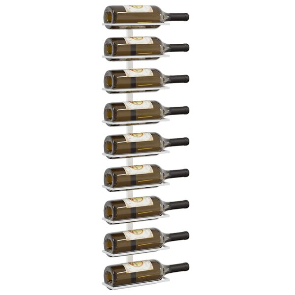 vidaXL Wijnrek voor 9 flessen wandmontage ijzer wit