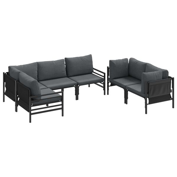 vidaXL Tuin Sofa Set met kussen 6 pcs Antraciet Staal