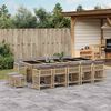 vidaXL 15-delige Tuinset met kussens poly rattan gemengd beige