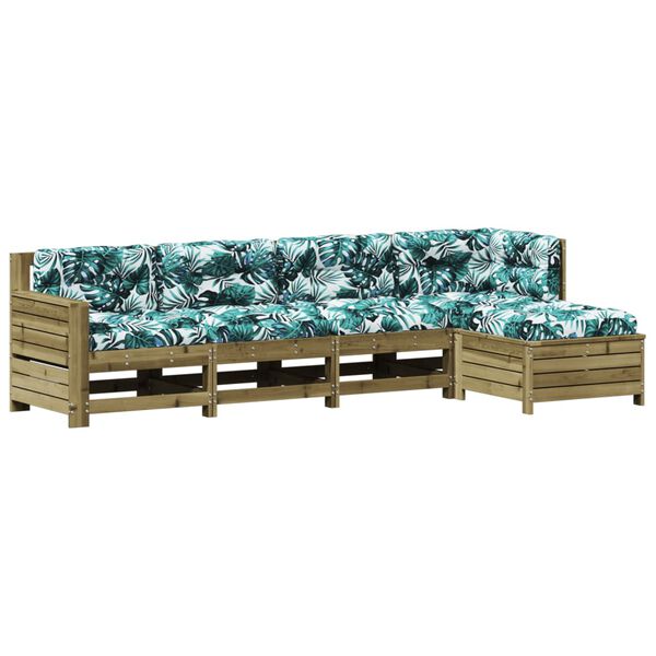 vidaXL 5-delige Loungeset met kussens ge&iuml;mpregneerd grenenhout