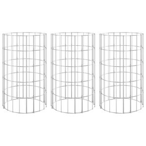 vidaXL Gabion plantenbakken 3 st rond verhoogd &Oslash;30x50 cm staal