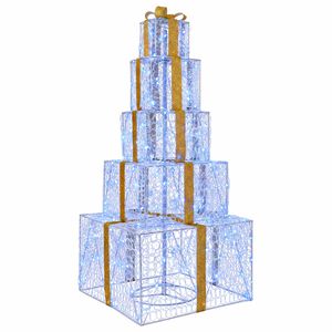 vidaXL Kerst led-cadeaudozen stapel 250 LED's Blauw 56 x 56 x 120 cm