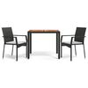 vidaXL 3-delige Tuinset met kussens poly rattan zwart