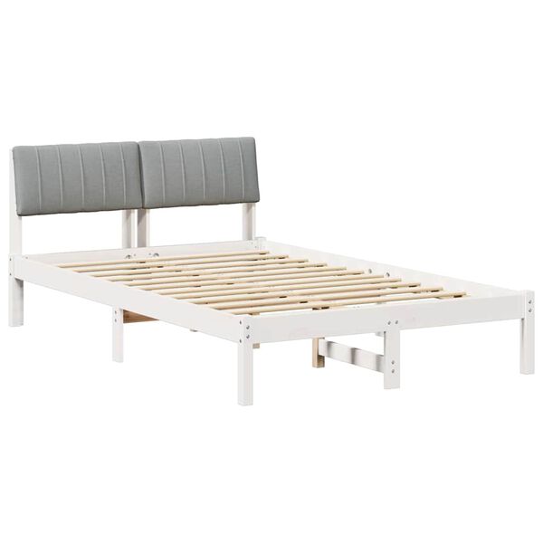 vidaXL Bedframe Wit en lichtgrijs 120 x 200 cm Massief grenenhout