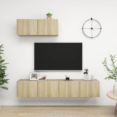 vidaXL Tv-meubelen 3 st spaanplaat sonoma eikenkleurig