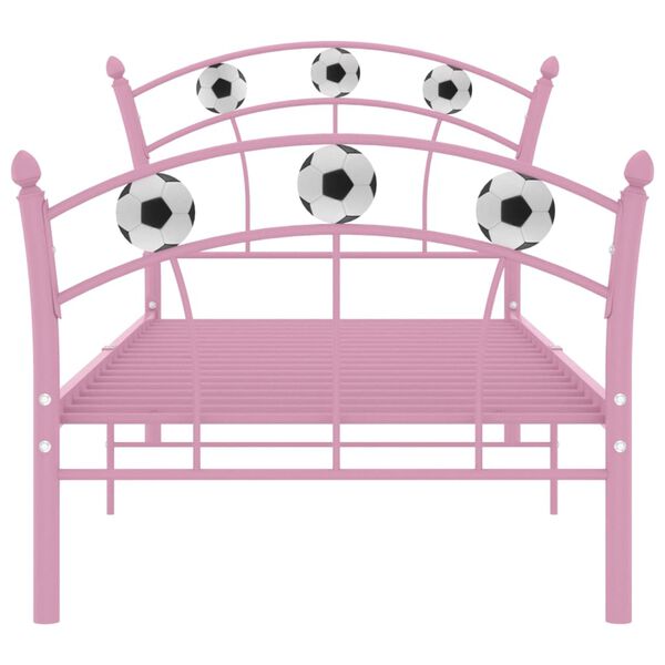 vidaXL Bedframe met voetbaldesign metaal roze 90x200 cm
