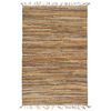 vidaXL Vloerkleed chindi handgeweven 160x230 cm leer jute tan