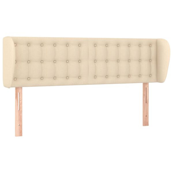 vidaXL Hoofdbord met randen 147x23x78/88 cm stof cr&egrave;mekleurig