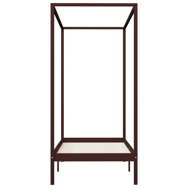 vidaXL Hemelbedframe massief grenenhout donkerbruin 90x200 cm