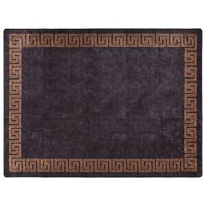 vidaXL Vloerkleed wasbaar 400x300 cm zwart en goudkleurig