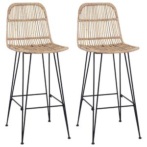 vidaXL Barkruk 2 st Naturel 44 x 55 x 109 cm Rattan en staal