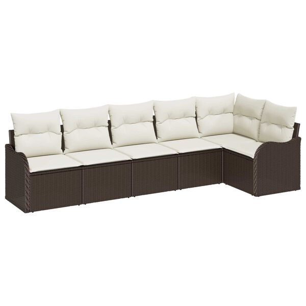 vidaXL Tuin Sofa Set met opslag 6 pcs Bruin poly rattan